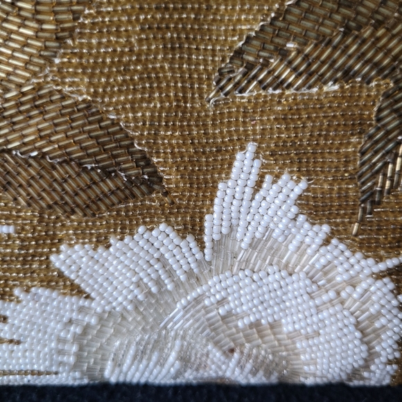 Vintage Clutch bag Beaded Gold Cream Stunning - Picture 9 of 12
